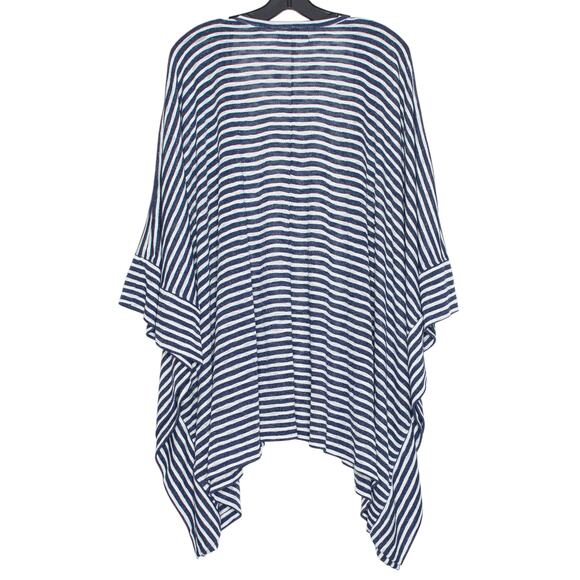 Liz Claiborne Kimono Cardigan Coastal Grandma Minimalist Nautical Beachy Blue 1X - Picture 2 of 5